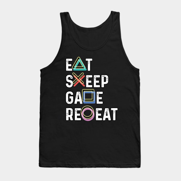 Eat Sleep Game Repeat Tank Top by Aldebaran